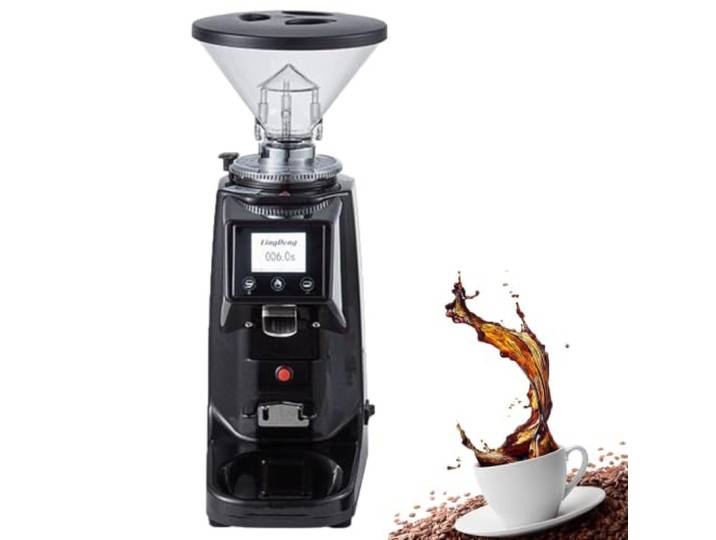 Kaffeemühle mit digitalem Timer, Touch-Bedienfeld und 60-mm-Flachmahlwerk 60-mm-Flachmahlwerk 19 Mahlgradeinstellungen Zwei Bohnenbehälter Ideal für Espresso, Mokkakanne und Pour-Over