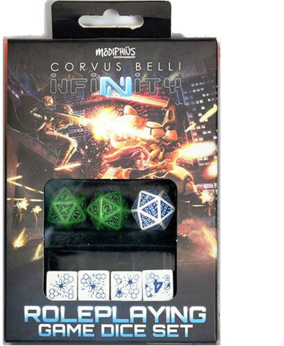 Infinity RPG Ariadna Dice Set for Infinity Roleplaying Game by Modiphius Entertainment, 7-Die Set with Faction, Location and Combat Dice