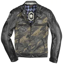 HolyFreedom Zero Camo Motorrad Lederjacke