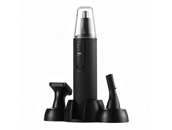 Sparoma 3-in-1 oor- en neushaartrimmer voor mannen – oor- en neushaartondeuse met ledlamp, trimkoppen voor bakkebaarden en wenkbrauwen, 6500 rpm-motor, volledig waterdicht, op batterijen, draagbare verzorgingsset met opbergbasis – TC-3580, zwart