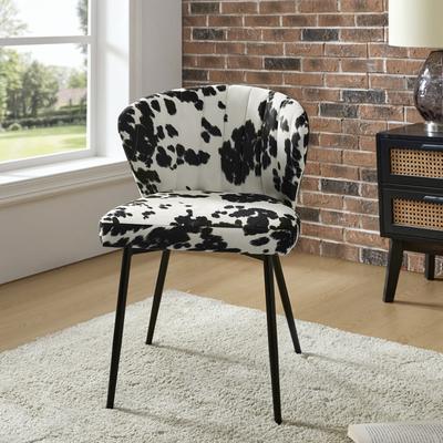 "HULALA HOME Nataniele 20.5"" Contemporary Cowhide Side Chair with Tufted Back"