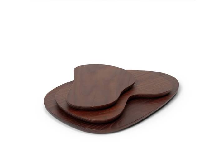 Ferm Living - Cairn Servierbretter/ Holzbrett, Esche dark brown (3er-Set)