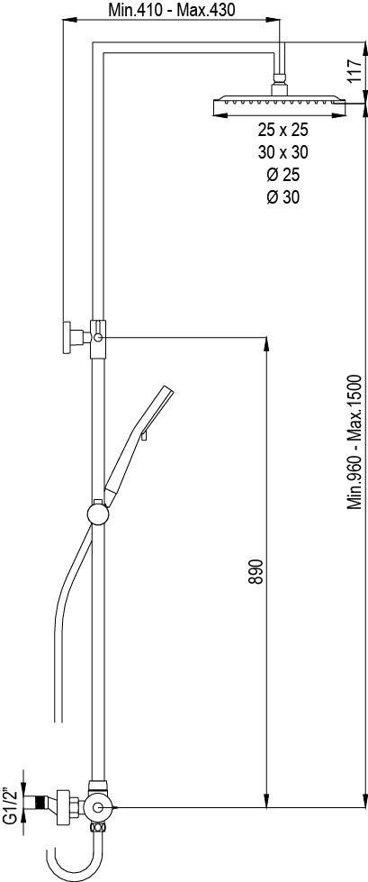 Duschsäule modern komplett mit Einhebelmischer verchromt