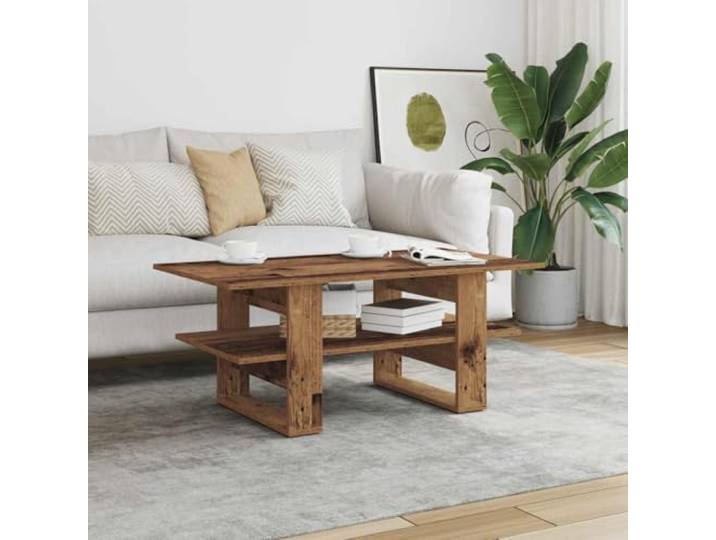 KTHLBRH Beistelltisch aus Spanplatte, antikes Holz, 102 x 55 x 42 cm Glatte Oberfläche, leicht zu reinigen, großes Regal für Zeitschriften und Bücher, Montage erforderlich
