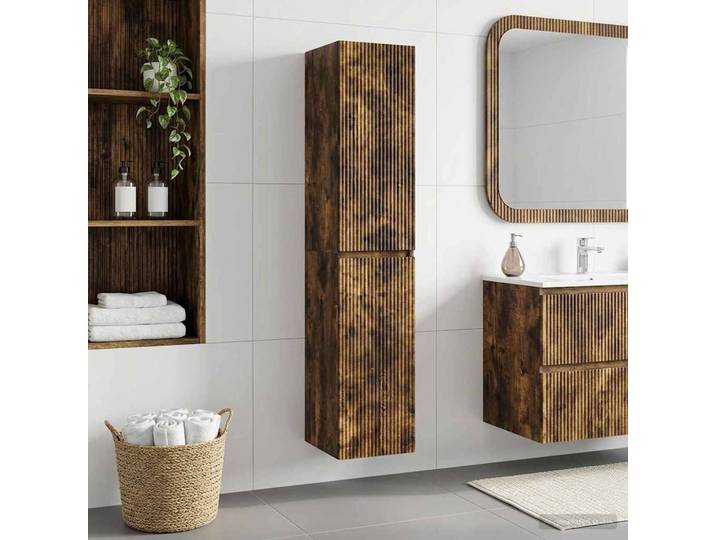 vidaXL Wandmontierter Badezimmerschrank Geräucherte Eiche