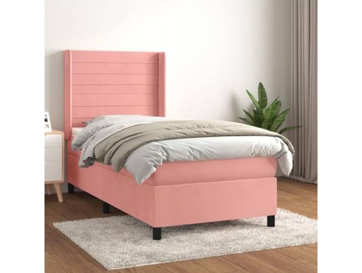 RJPLMFV Samtbett, Rosa, 80 x 200 cm, mit verstellbarem Kopf Matratze mit Taschenfedern, mittlere Unterstützung, weicher Matratzenschoner, Handbuch inklusive