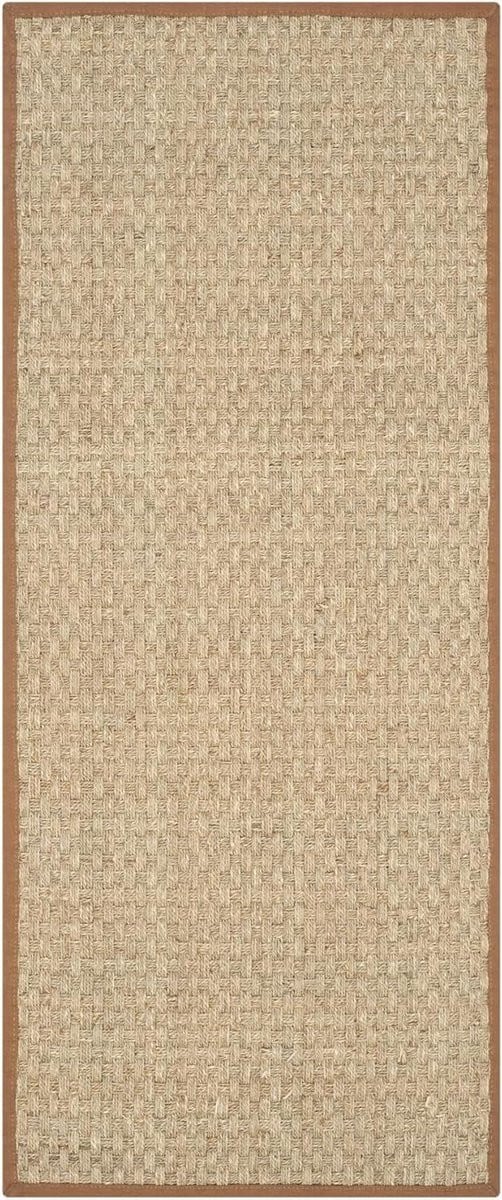 Handgeweven boho seagrass vloerkleed in natuurlijk bruin, 76 x 244 cm