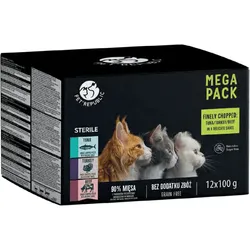 PetRepublic Nassfutter für Katzen nach der Sterilisation Stücke in delikater Sauce MIX 3 Geschmacksrichtungen 12x100g