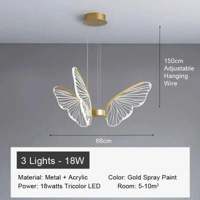 Uplifted Finds Minimalist Butterfly Chandelier   Creative Acrylic Hanging Light   Executive Living Room & Kitchen Island Art 3 Heads white Light