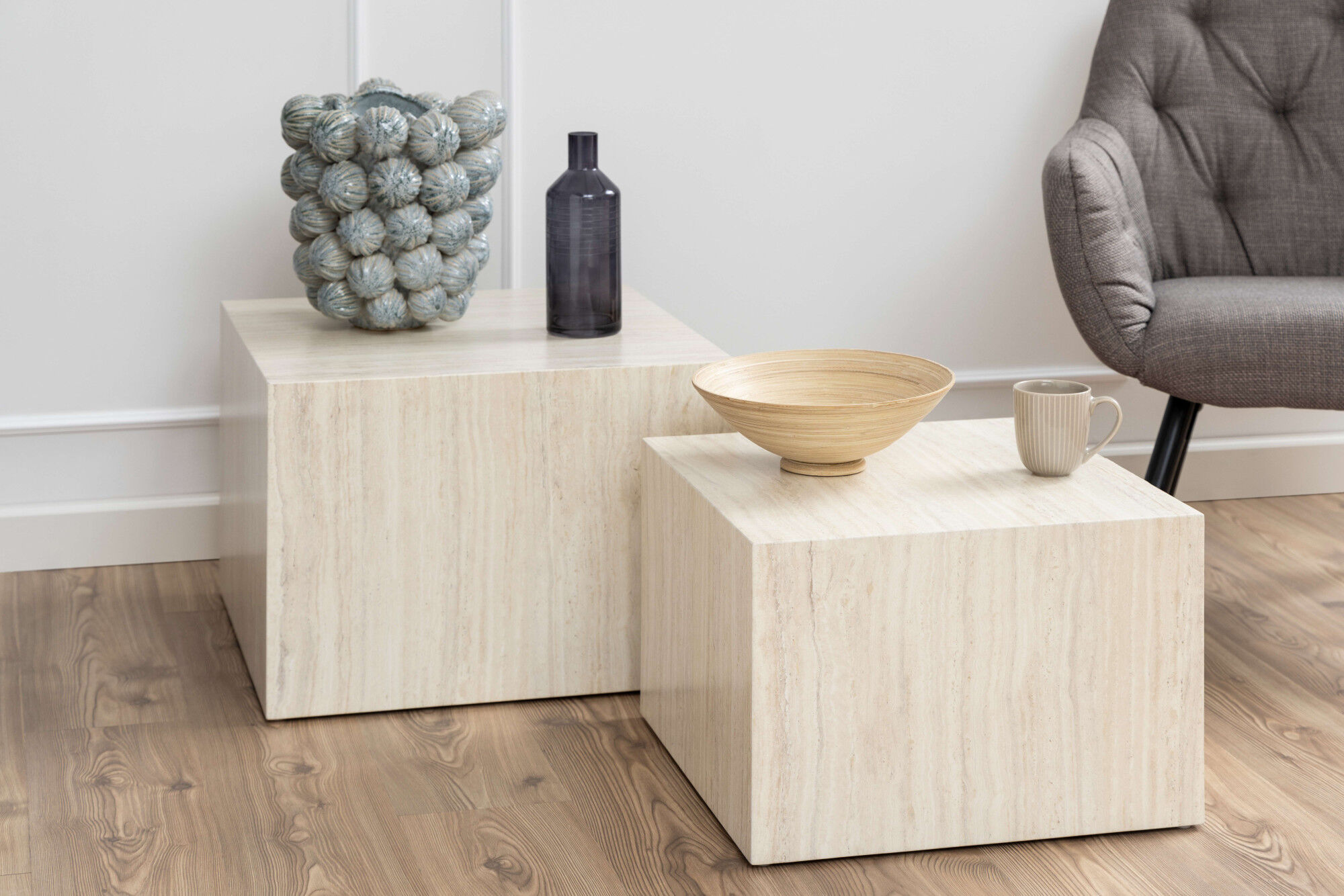 Couchtisch ACTONA GROUP "Dice Couchtischsatz, Beistelltisch, Kaffeetisch, Sofatisch", beige, B:58cm H:40cm T:58cm, Tische, Couchtisch, 2er-Set, Mehreren Varianten erhältlich, B: 58/50 cm beige B/H/T: 58cm x 40cm x 58cm