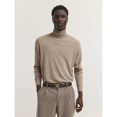 Rollkragenpullover BUGATTI "Regular Fit", Herren, Gr. XXL, 40, beige, 100% Wolle, unifarben, regular fit, Pullover Rollkragenpullover, Regular Fit Wolle Feinstrick