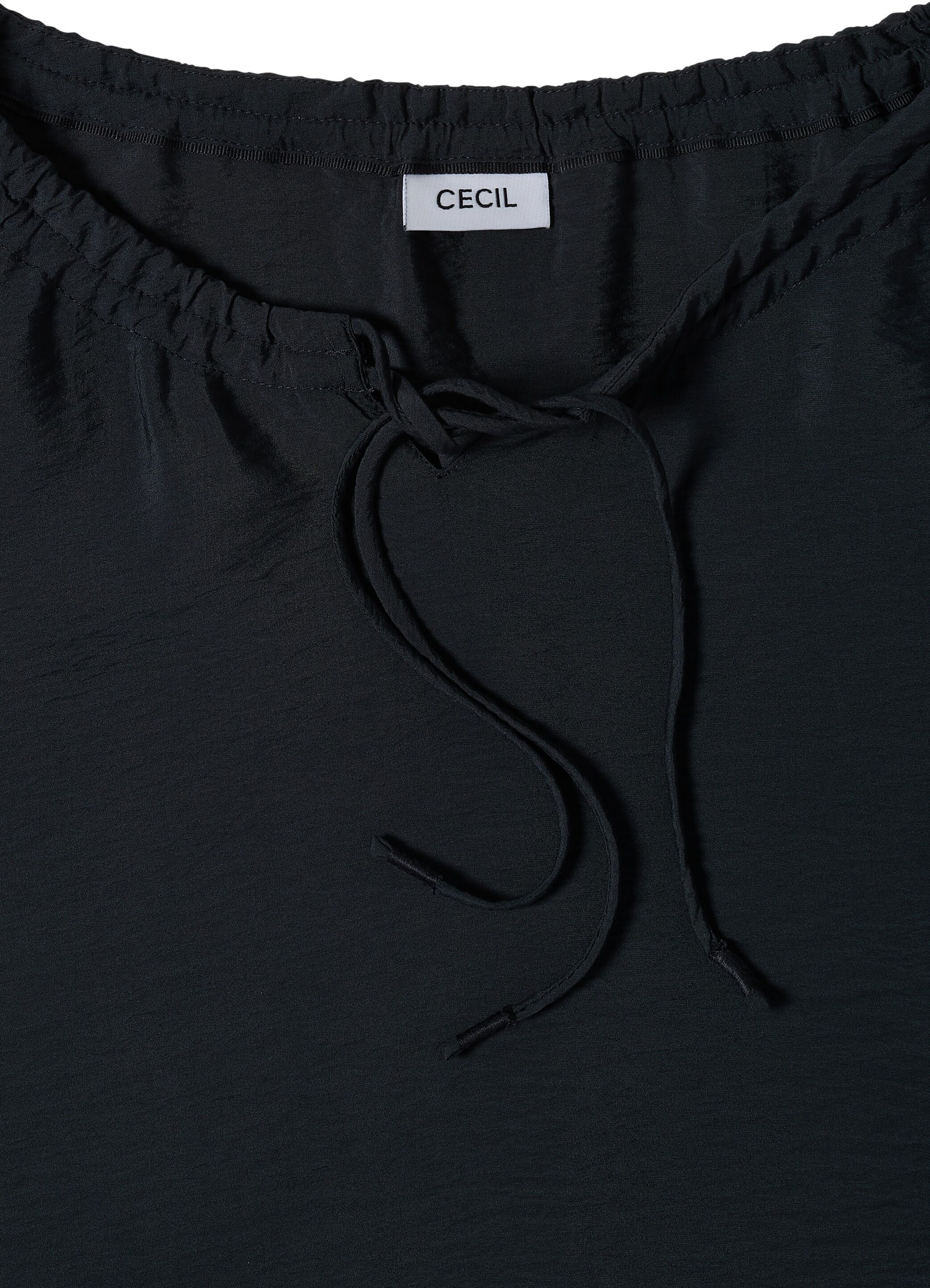Carmenbluse CECIL, Damen, Gr. S (38), schwarz (palm breeze grün), Web, Obermaterial: 86% Viskose, 14% Nylon, unifarben, hüftbedeckend, Carmenausschnitt, Blusen Carmenbluse, Sommerbluse, Viskosemix, Carmenausschnitt