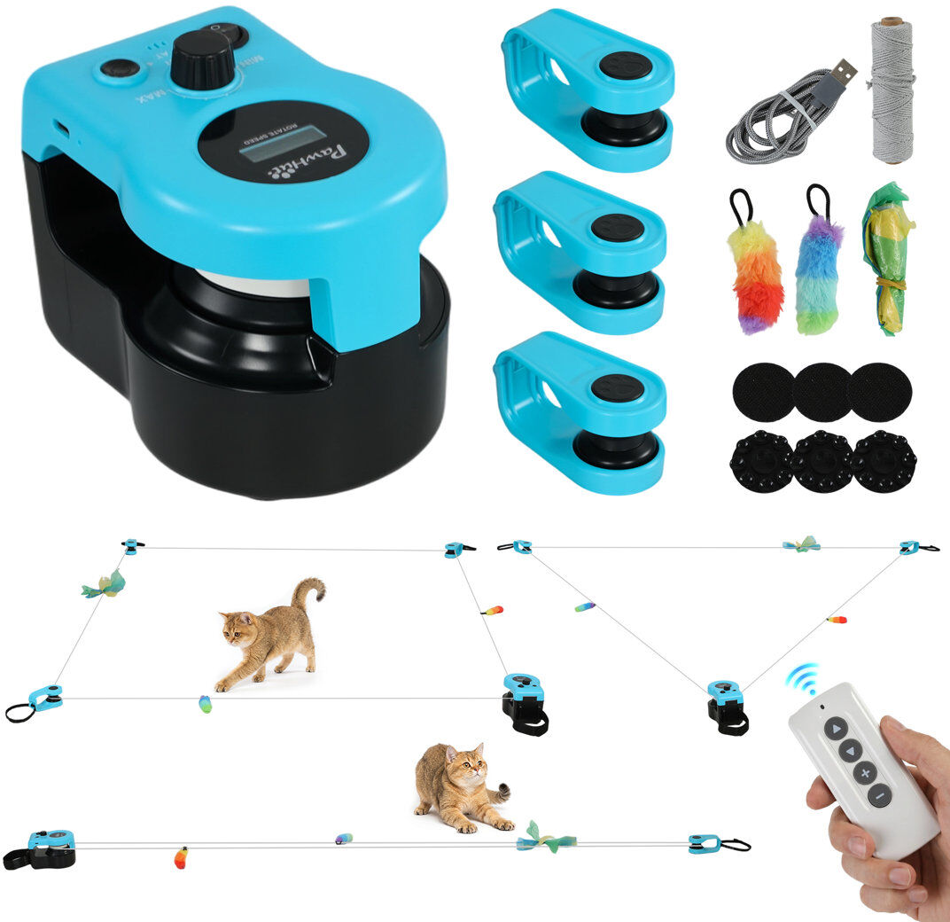 PawHut Automatic & Remote Control Interactive Cat Toy DIY Track Mouse Sound Black 10cm H X 11.7cm W X 14.8cm D