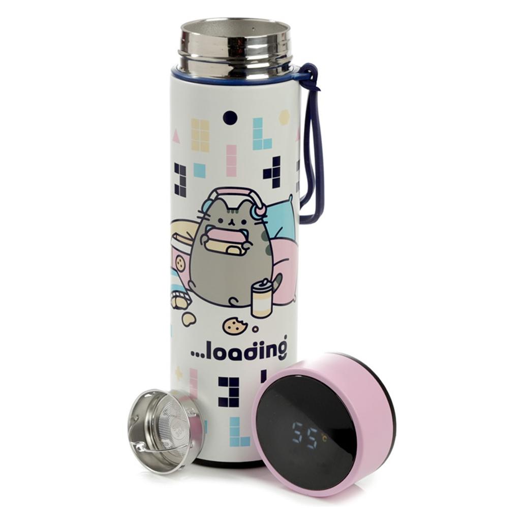 Puckator Pusheen die Katze Computerspielen wiederverwendbare Thermo Isolier- Edestahl Trinkflasche mit Digita (0.45 l) (THUP-76985)