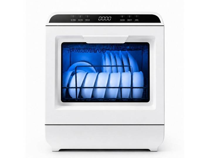 Fyrove Tischgeschirrspüler Mini Geschirrspüler mit 7,5L Tank & 6 Spülprogrammen – kompakter Tischspüler ohne Festwasseranschluss, 720°-Doppelsprühsystem, ideal für kleine Küchen, Camping & Single-Haushalte VTX02-VTX03, Doppelte Trocknung, flexibel mit Wassertank oder Wasseranschluss