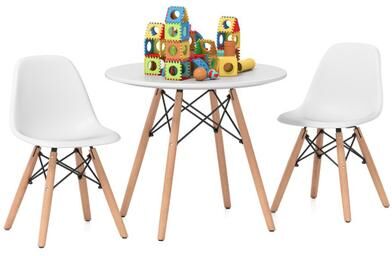 Costway Kid's Modern Dining Table Set with 2 Armless Chairs