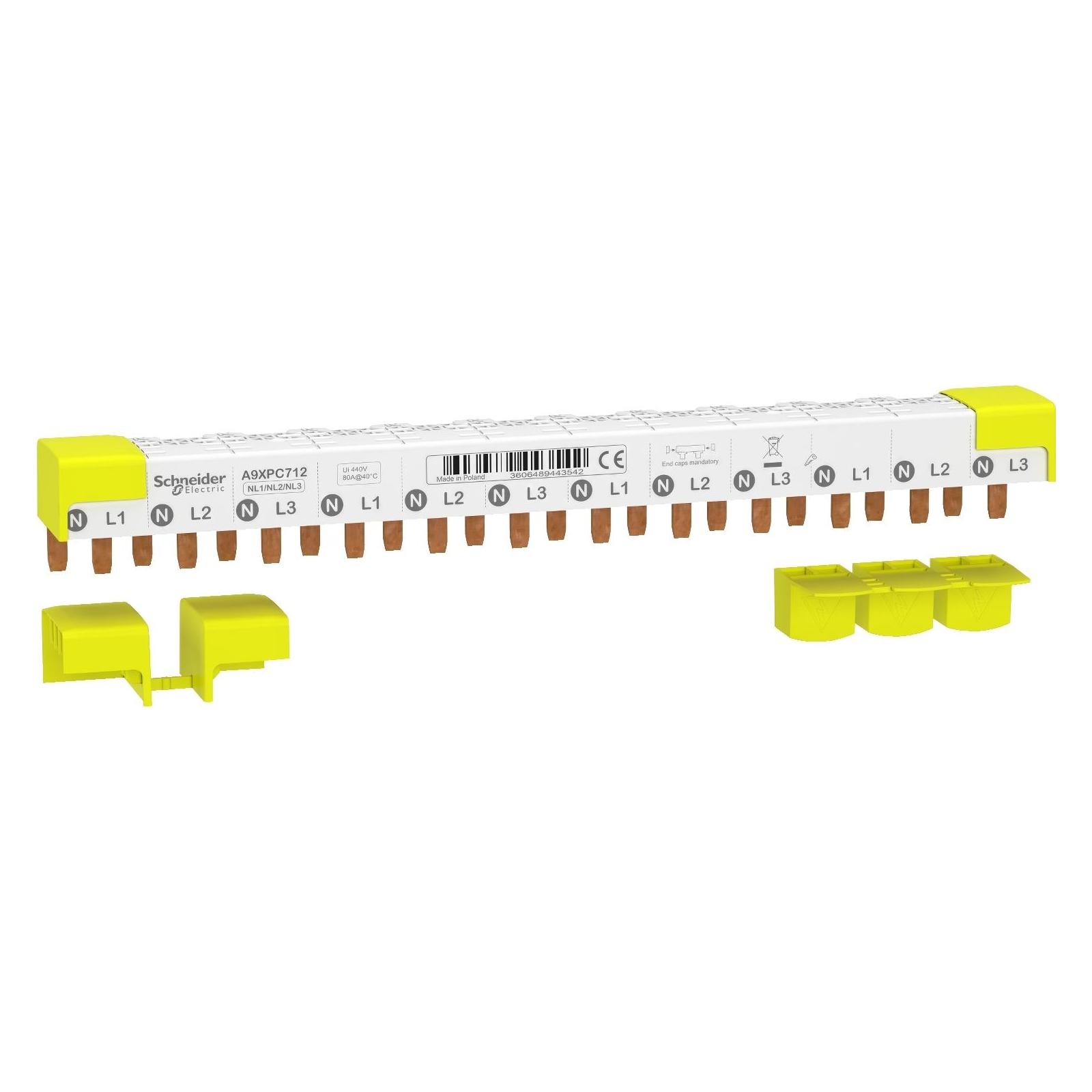 Schneider Electric Acti9 Phasenschiene Stift, 3P+N, 9mm- A9XPC712 (A9XPC712)