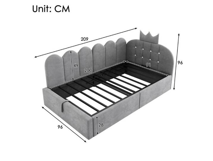 Lit rembourré lit banquette 90x200 cm Gris Sans matelas Lit canapé-lit banquette avec espace de rangement (hydraulique)