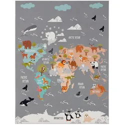 TT Home, Spielteppich + Spielmatte, Kinderzimmerteppich Teppich Junge Mädchen Kinderteppich Rutschfest Tiere Erde (200 x 100 cm)