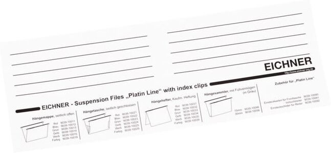 Cartes à insérer Eichner pour la série Platin Line (9039-10090)