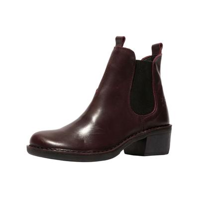 Stiefelette FLY LONDON "Fly London Stiefelette Leder/Textil", Damen, Gr. 37, rot (wine), Leder, Textil, Schuhe Stiefelette