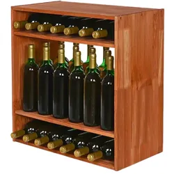 PROREGAL Modulares Weinregal VINCELLAR MOD | HxBxT 60x60x30cm | Standflaschen Modul für 32 Flaschen | Massives Kiefernholz | Braun geölt