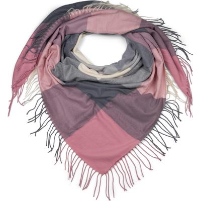 XXL-Schal STYLEBREAKER "XXL Deckenschal mit Karo Muster und Fransen", Damen, rosa (rose, grau, creme), Obermaterial: 100% Viskose CV., Modisch, Modetücher