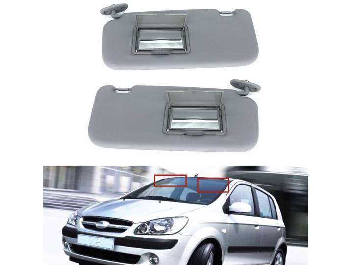 Pare-soleil gris pour HYUNDAI GETZ CLICK 2002-2012 LHD, pare-soleil avant droit, couverture ennemi, pare-soleil avec miroir