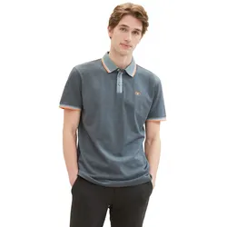 Tom Tailor Herren Poloshirt DETAILED COLLAR - Regular Fit - White foggy blue twotone 35199 - XL