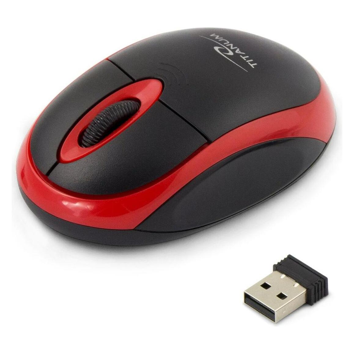 Titanum TM116E Drahtlose 3D-Maus 2 4 GHz Schwarz / Rot (Kabellos) (TM116R)