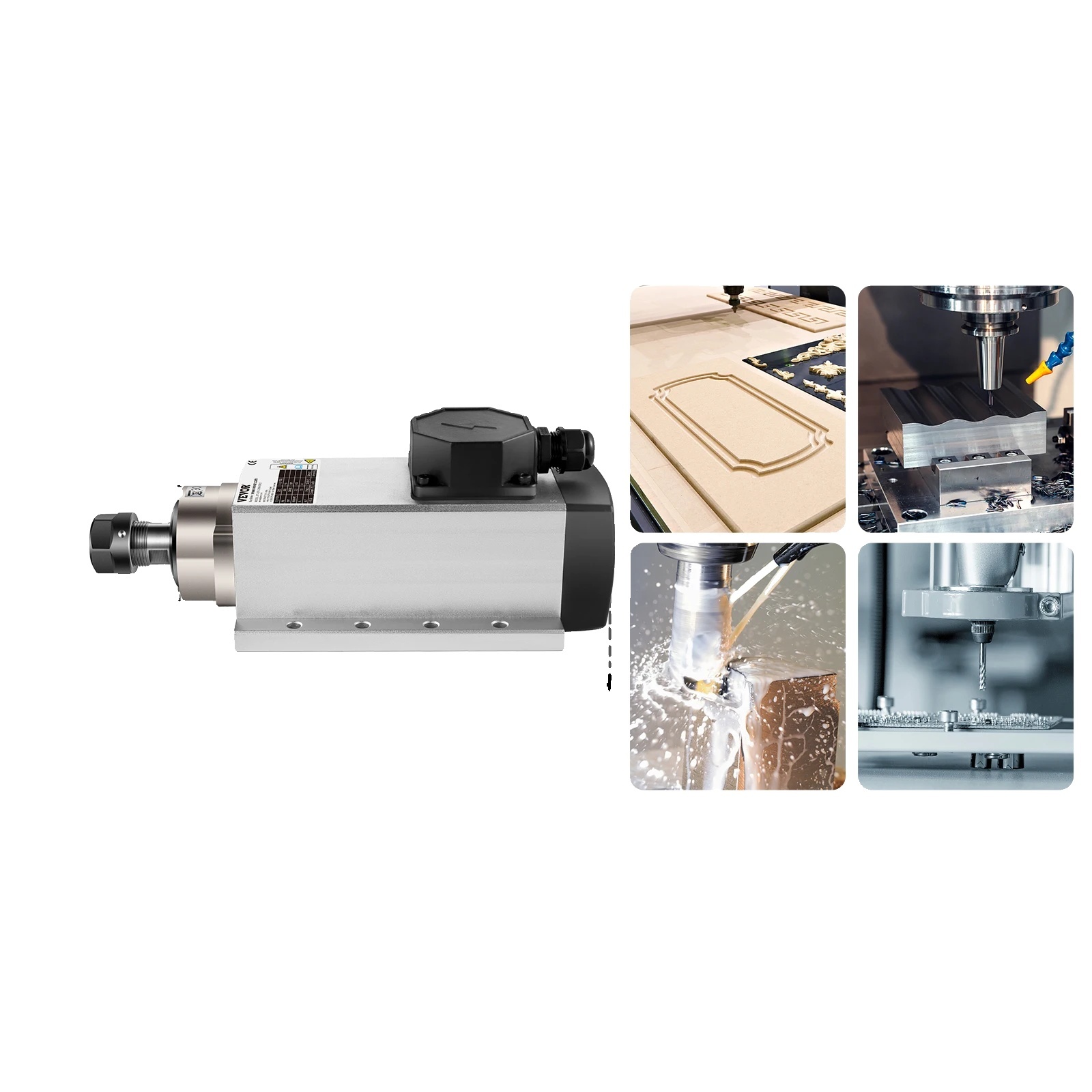 VEVOR luftgekühlter Spindelmotor, 2,2 kW Leistung, 24000 U/min Drehzahl, 2.2KW ER20 Quadrat