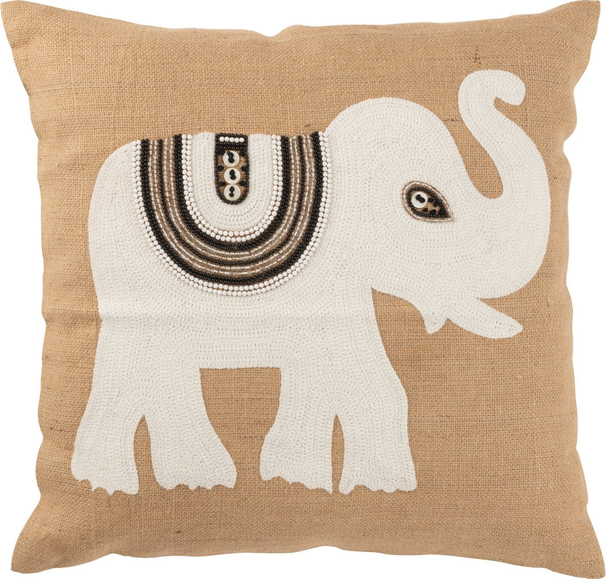 J-Line kussen Olifant textiel naturel/wit large