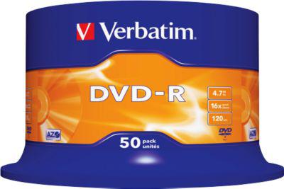 Verbatim® DVD-R, bis 16fach, 4,7 GB/120 min, 50er-Spindel
