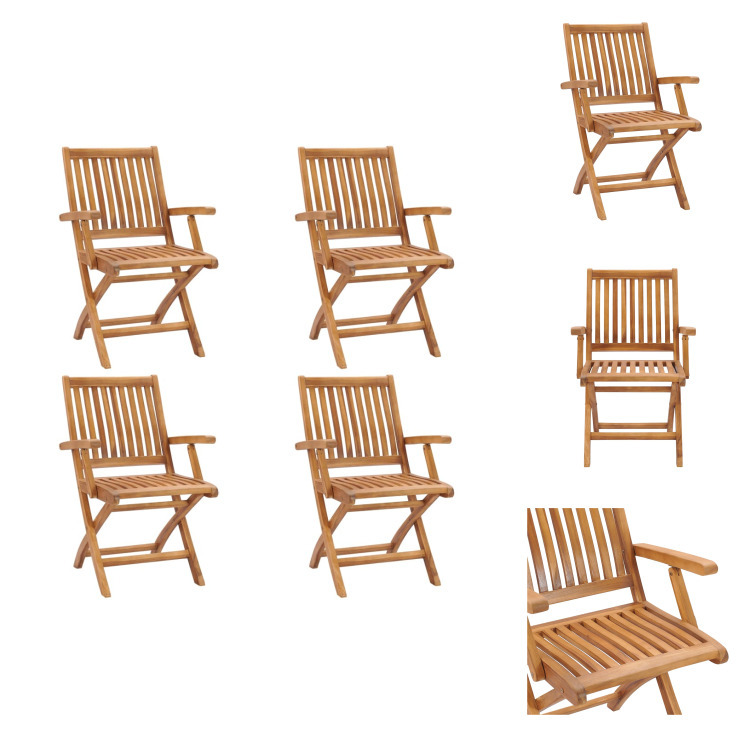 vidaXL Klappbare Gartenstühle 4 Stk. Massivholz Teak - Gartenstühle