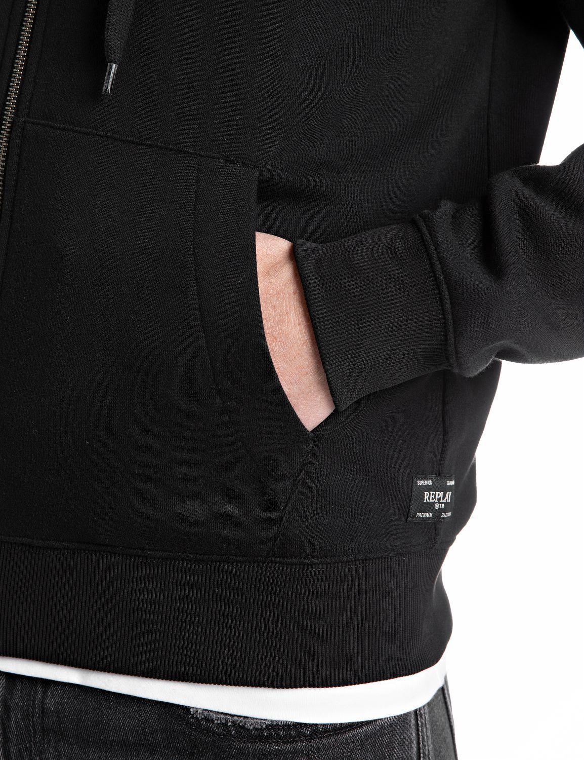 Kapuzensweatjacke REPLAY, Herren, Gr. S, schwarz, Sweatware, Obermaterial: 80% Baumwolle, 20% Polyester, unifarben, normal, Rundhals, angesetztes Bündchen, Sweatjacken Kapuzensweatjacke schwarz S