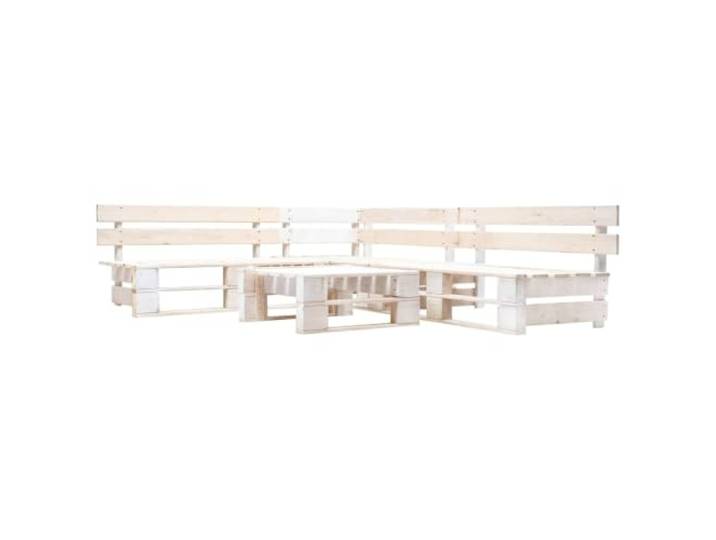 WDGJJFECNMUEHI Pin imprégné Rustique Ensemble Palette 4 Pieces Blanc Salon de jardin palette 4 pcs Bois Blanc Ensemble Canapé Exterieur Pin Imprégné avec Table Basse pour Terrasse Balcon Jardin