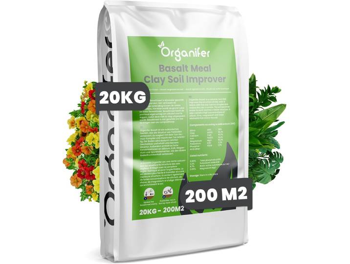 Basaltmeel Bodemverbeteraar voor kleigrond (20kg voor 200m2) - Organifer