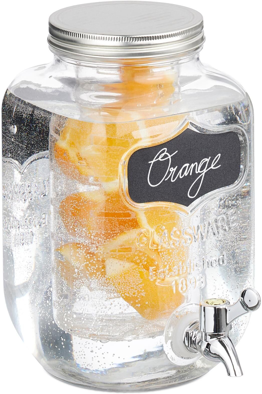 Getränkespender RELAXDAYS "mit Fruchteinsatz 4 Liter", weiss (schwarz, silberfarben, transparent), Ø:10,5cm, Zapfanlagen, Getränkespender schwarz, silberfarben, transparent Einheitsgröße