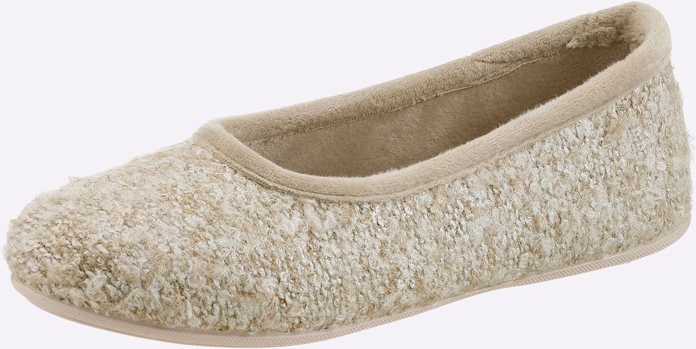 Hausschuh, Damen, Gr. 36, beige (ecru), Schuhe Hausschuh ecru 36