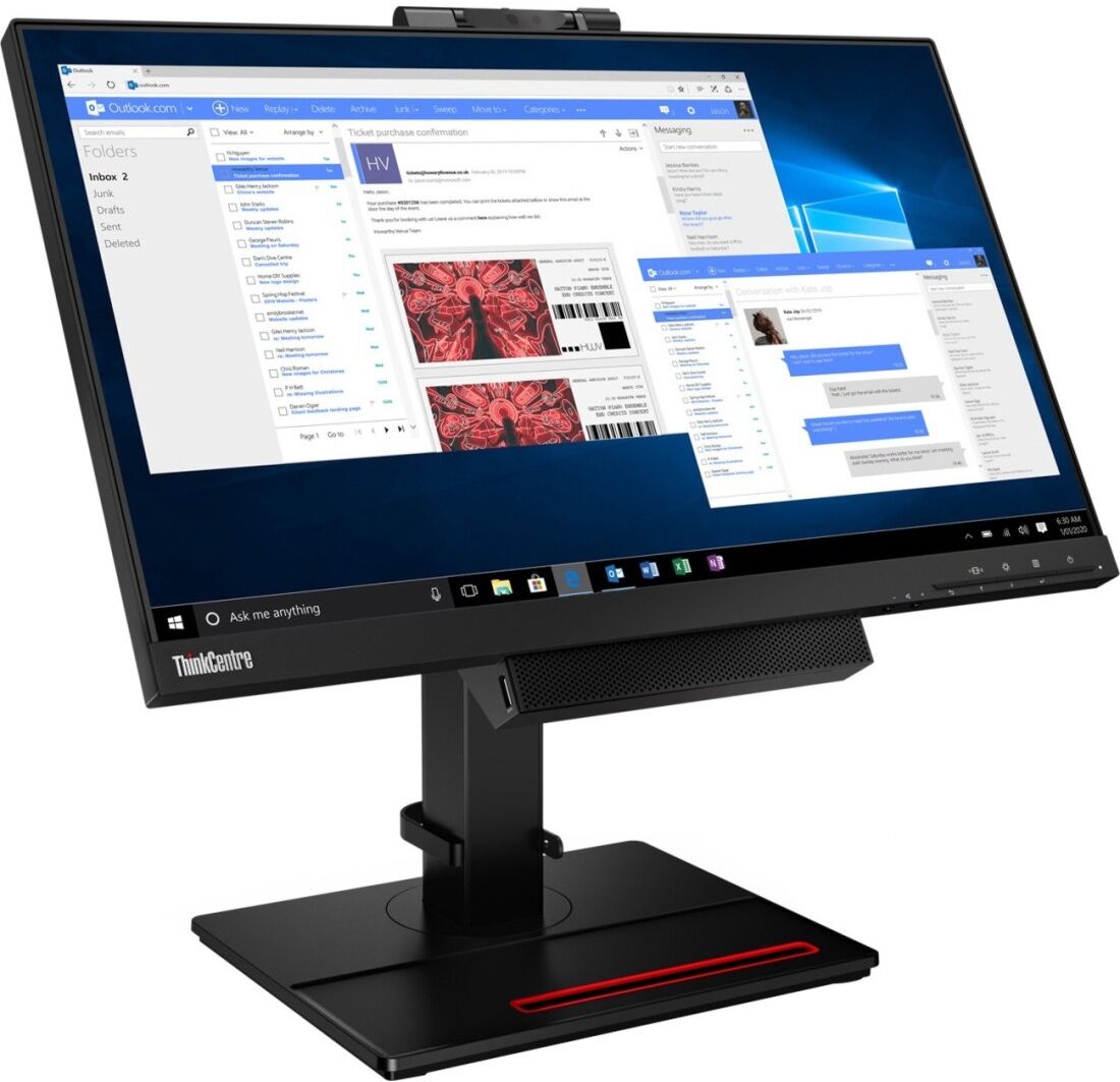 Lenovo All-In-One ThinkCentre TIO 22" Gen4 + PC M910q Tiny Intel i5-6400T Ram 8GB SSD 240GB Webcam Freedos (Ricondizionato Grad