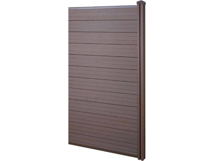 WPC-Sichtschutz Sarthe, Windschutz Zaun, WPC-Pfosten Erweiterungselement schmal, 0,98m braun