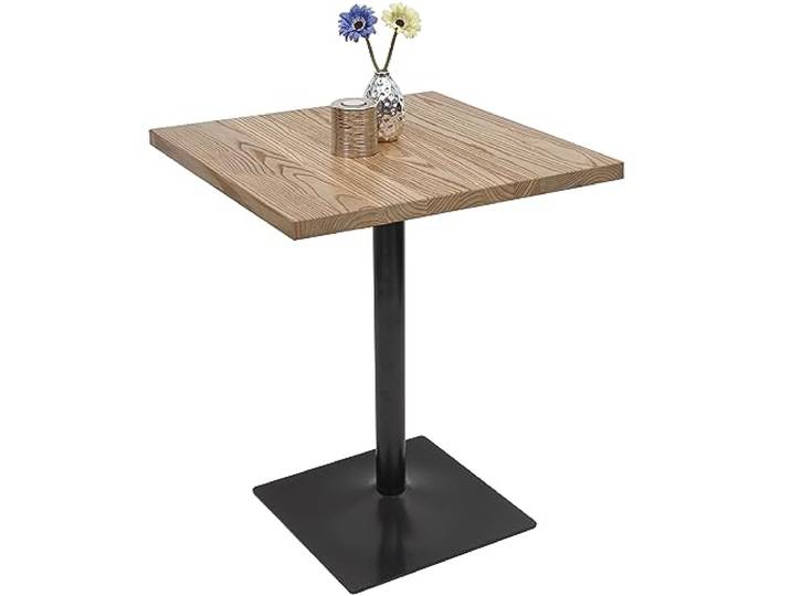 Mendler Bistrotisch HWC-H10 70x70cm Metall - Hellbraun Bartisch, Thekentisch, Industrial, Gastro, Ulme, Massivholz