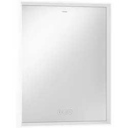 hansgrohe Xarita E Spiegel, LED-Beleuchtung mit kapazitiven Berührungssensor, 600x50x700mm, Mattweiß, Spiegelheizung, 54988700