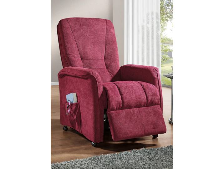 Bequemer TV-Sessel auf stabilem Holzgrundgestell, Rot, TV-Sessel, mechanisch
