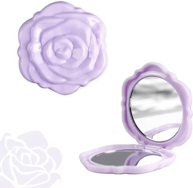 Inspire Curations Retro Rose Double Sided Pocket Makeup Mirror purple