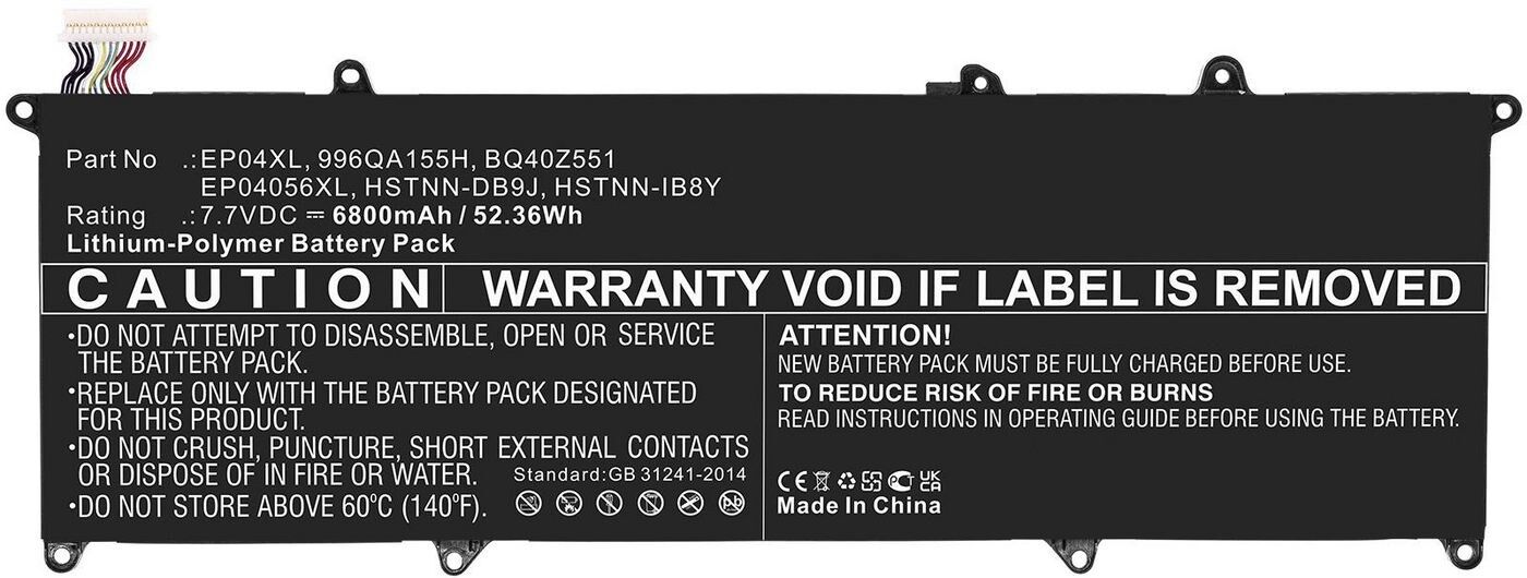 CoreParts Laptop Battery for HP Elite Dragonfly G1/G2 - EP04XL 7.7V 6800mAh 52.36Wh