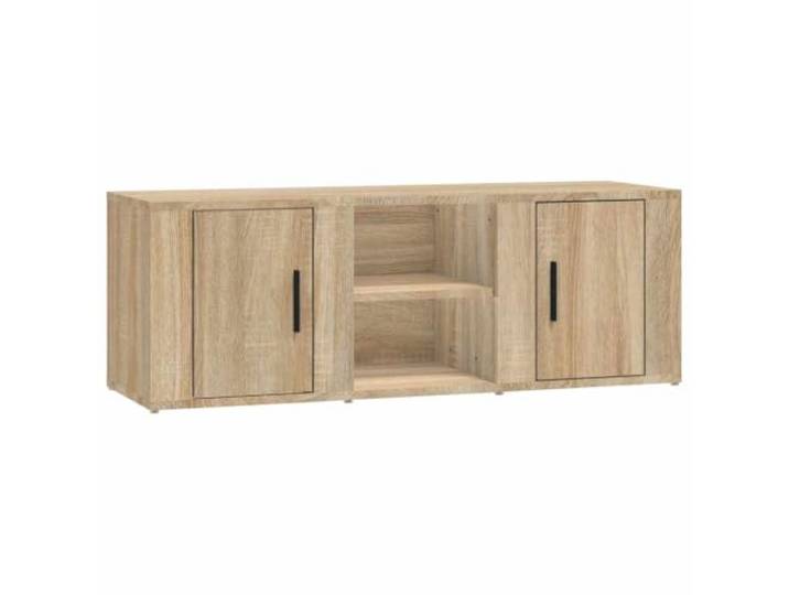 LKJephalotrop TV-Schrank Sonoma-Eiche 100x31,5x35 cm Lowboard Kompakter Fernsehschrank mit 4 Fächern und praktischen Türen für Ordentlichkeit im Wohnzimmer.
