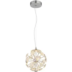 LED Hängeleuchte Pendelleuchte Esszimmerlampe Kristall Silber Metall H 150 cm