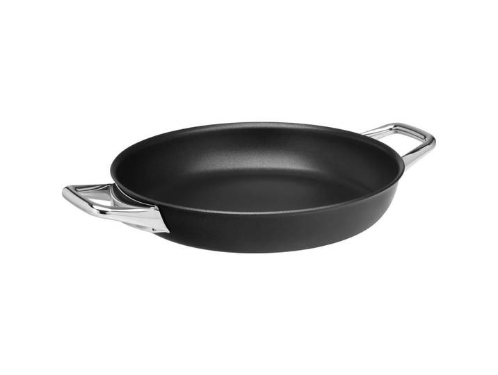 WMF Servierpfanne Steak Profi, Silber, Schwarz, Metall, rund, backofengeeignet, Kochen, Pfannen, Servierpfannen
