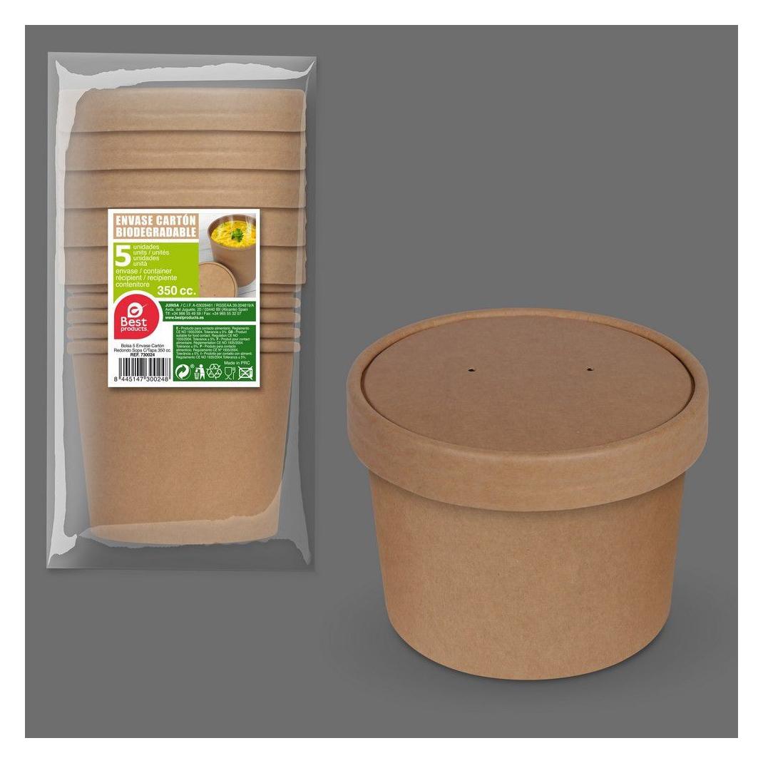 Best Products Round cardboard container with lid 350cc, 5 uts (0.35 l) (53552298)